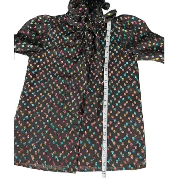 Halogen x Atlantic-Pacific XS Set High Neck Blouse Midi Skirt Multicolor Dot - Picture 14 of 16